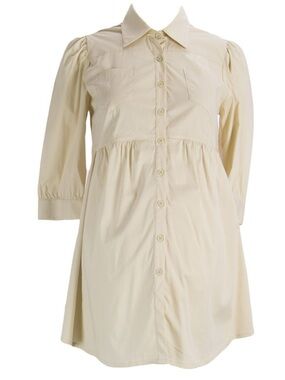 Olian Maternity Cream Button-Front Collared Shirt Dress Size XS